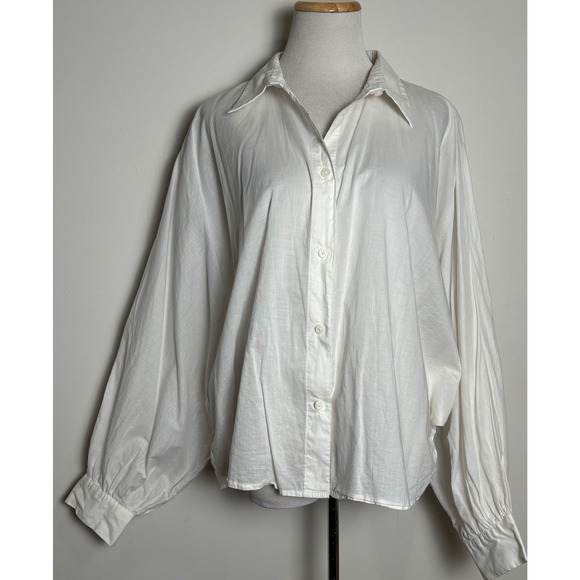 Banana Republic Tops - Banana Republic Womens Oversized Dolman Sleeve Shirt XXL White Cotton Button Up